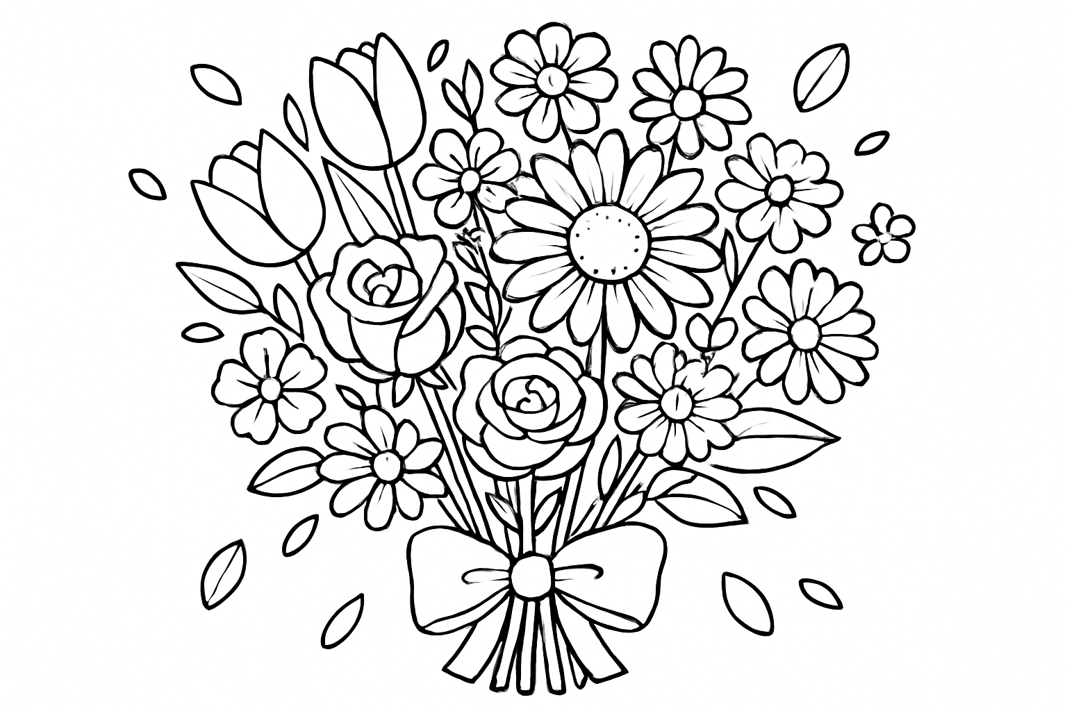 Boeket en bos bloemen