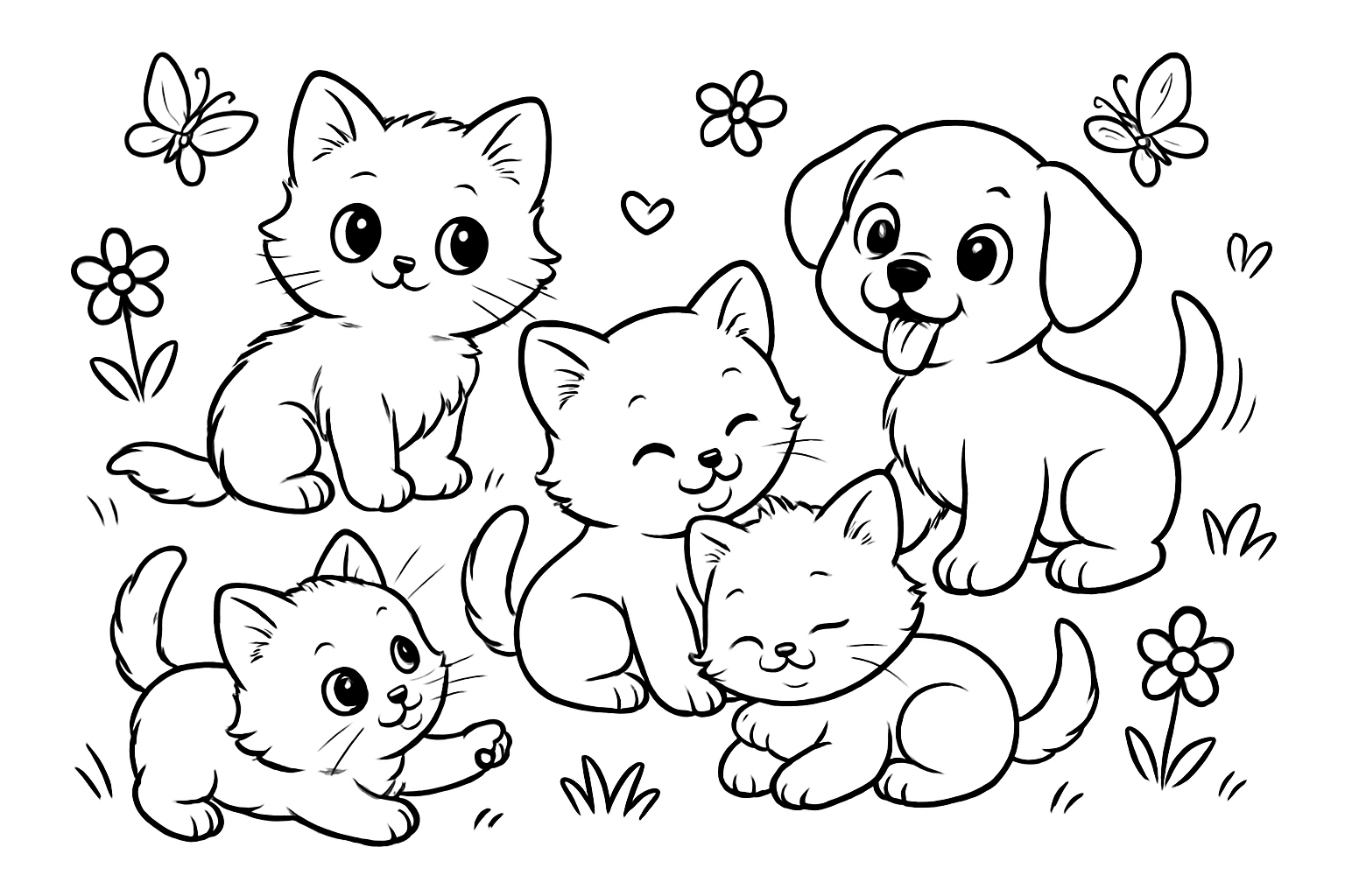 Poezen en honden samen