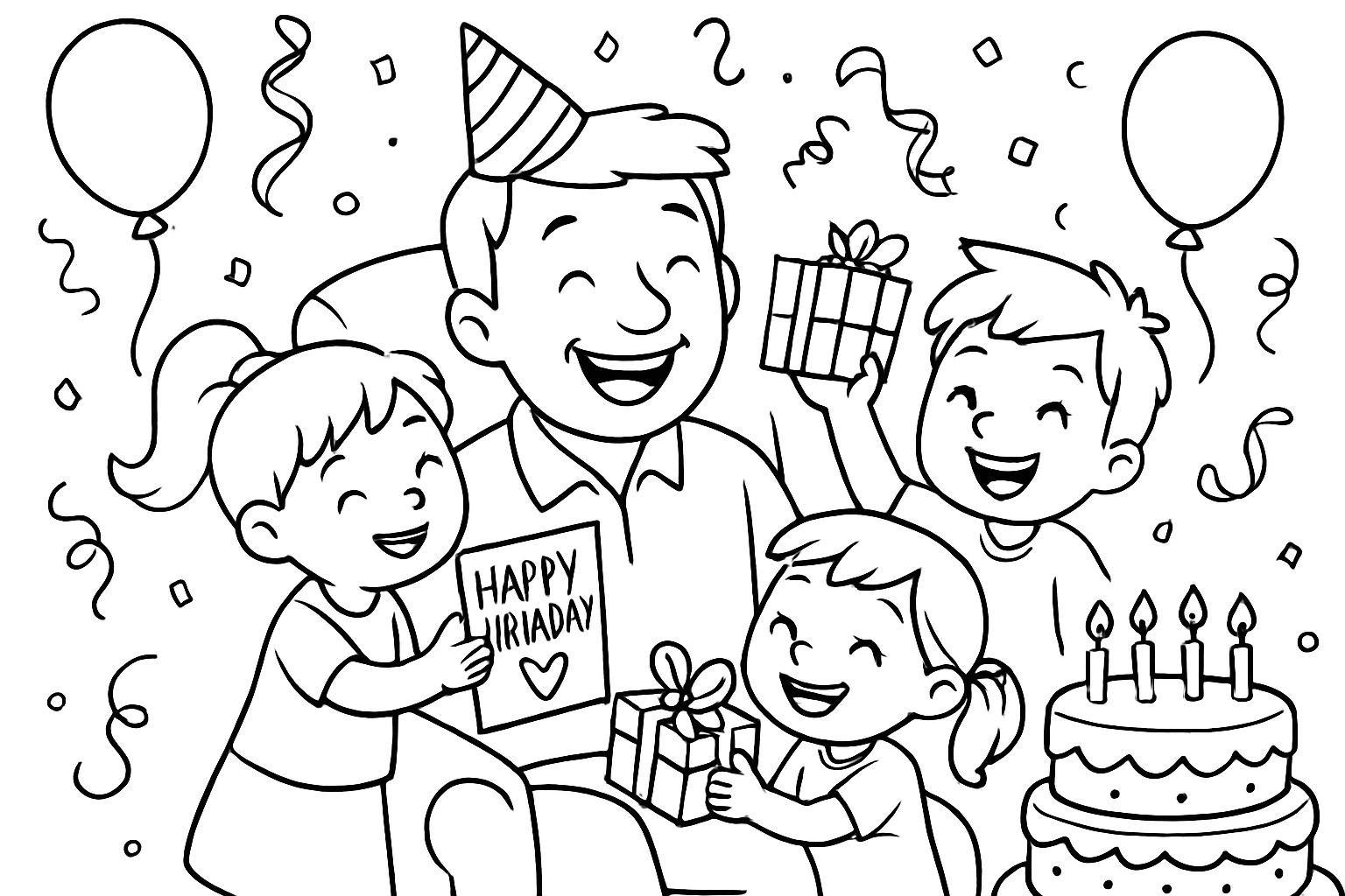 Kleurplaten voor papa's verjaardag