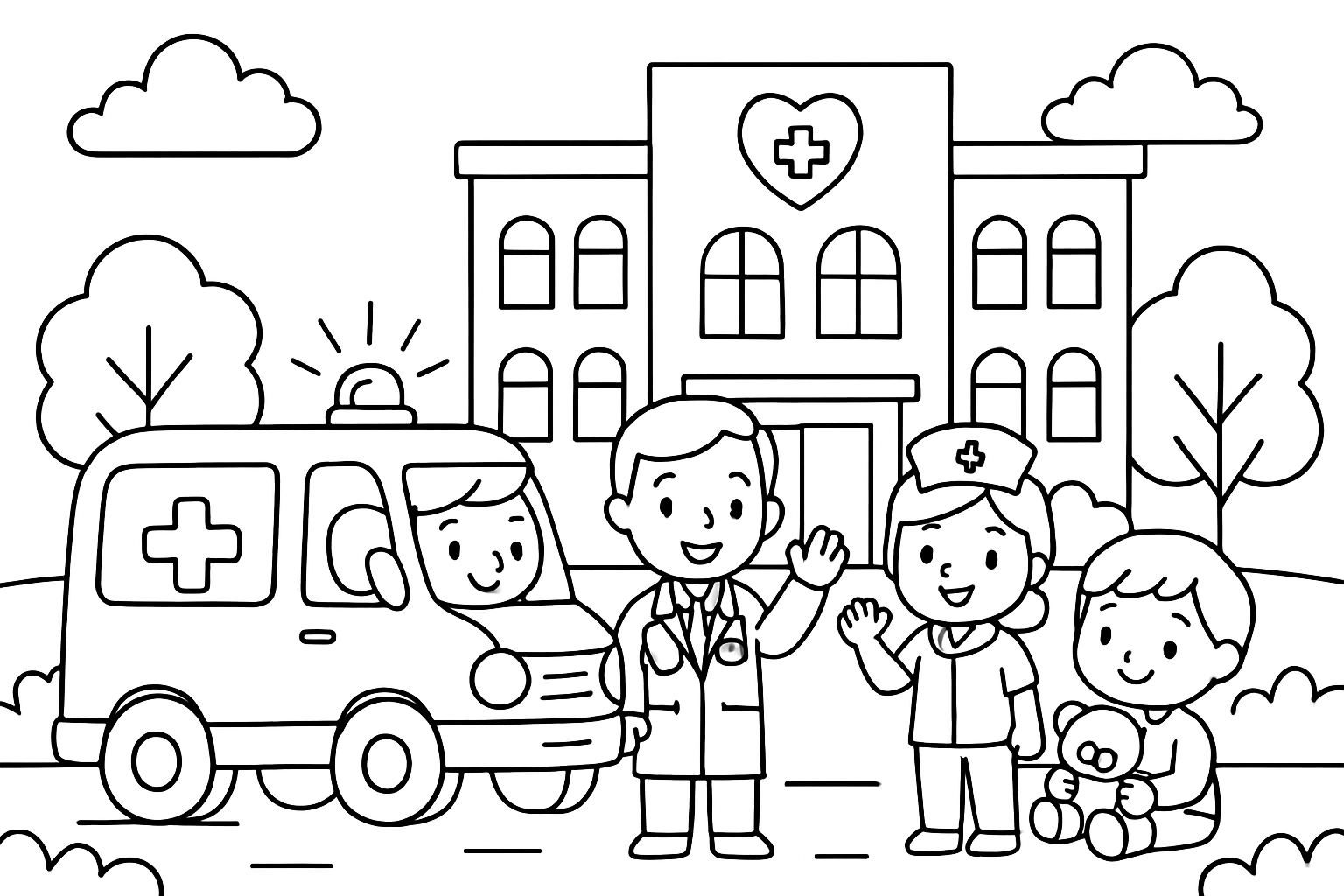 Ziekenhuis en ziekenauto