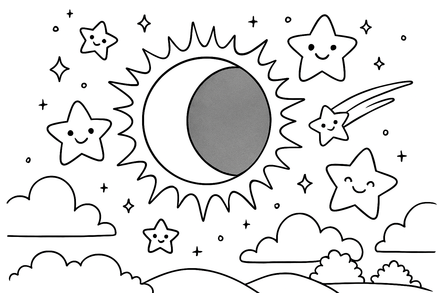 Zonsverduistering en sterren