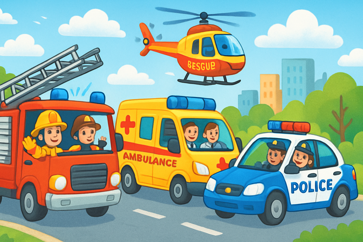 Reddingsvoertuigen kleurplaten