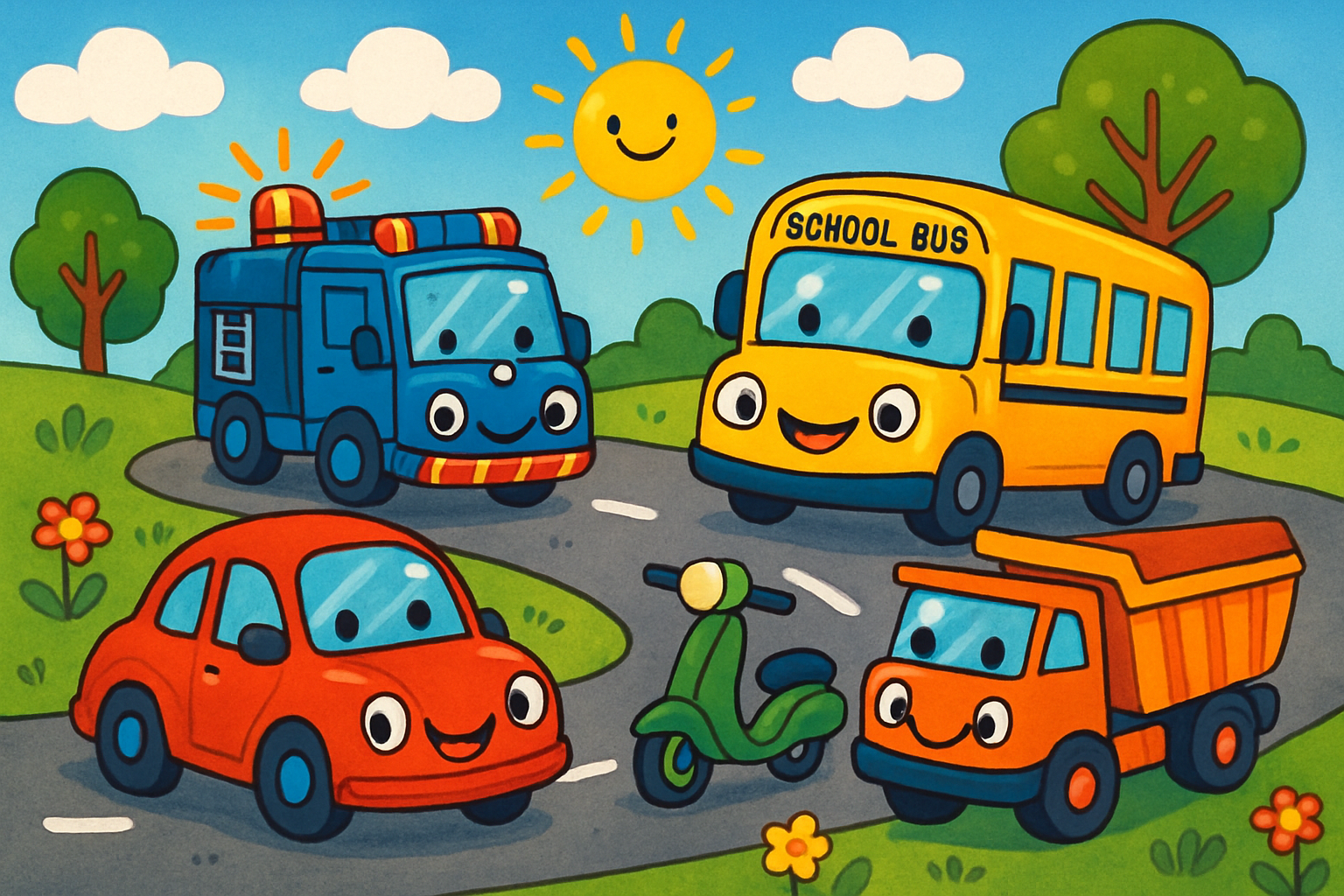 Kleurplaten van wegvoertuigen