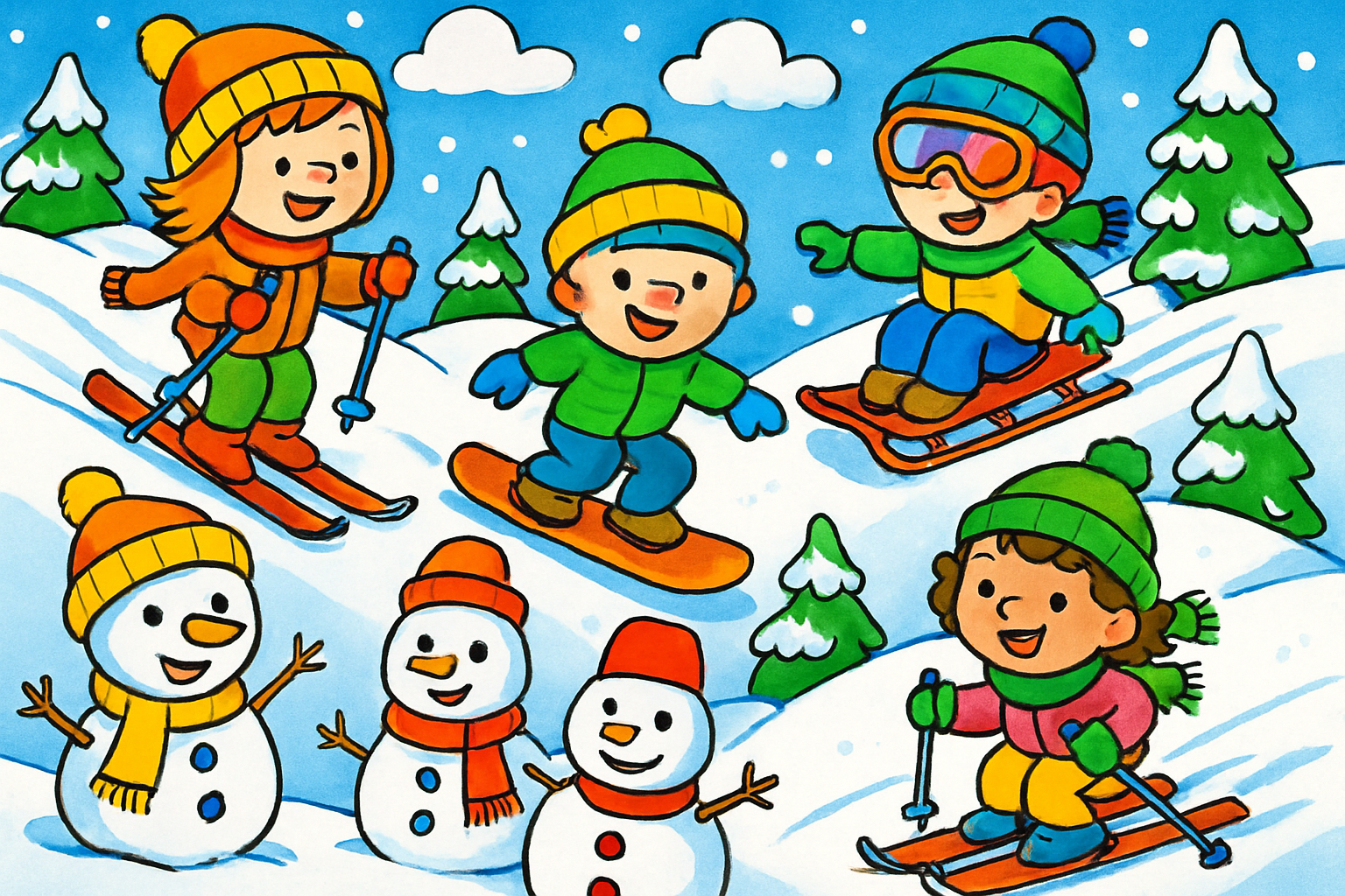 Wintersport kleurplaten